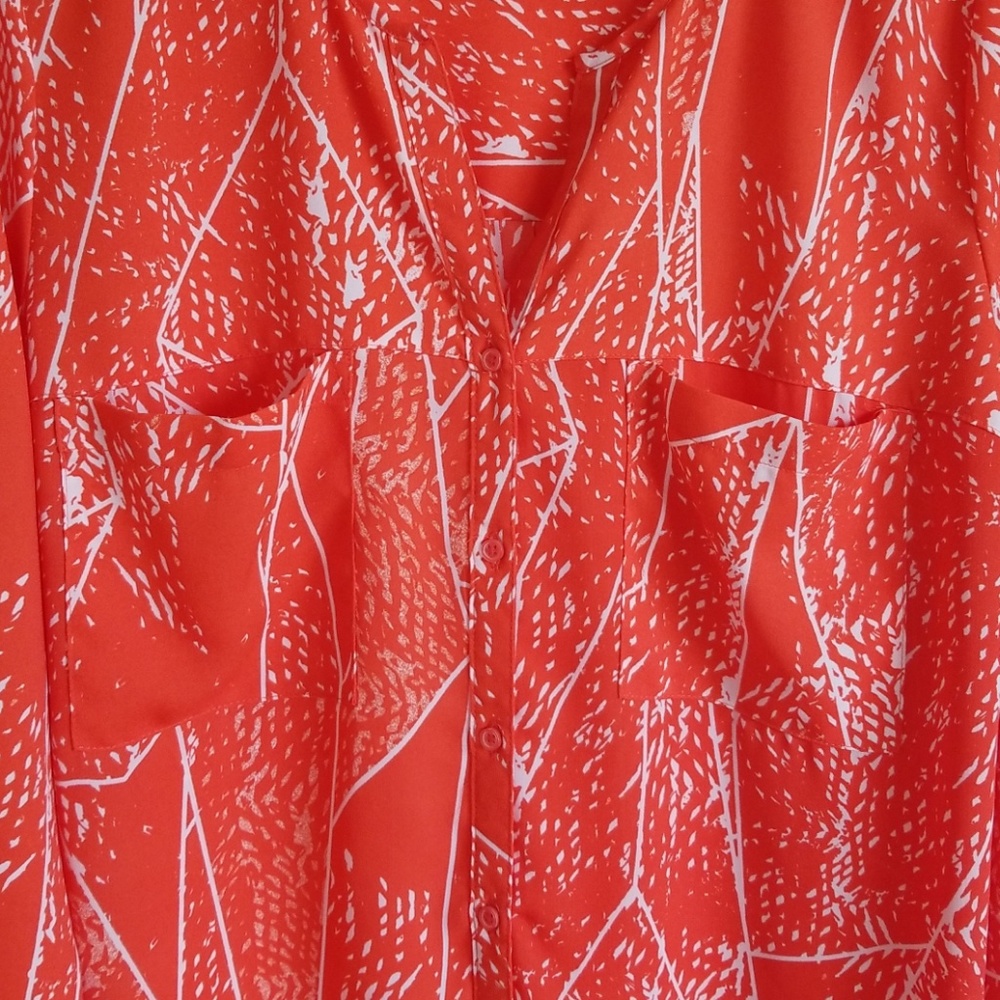 Mossimo Orange Button-down Top - Picture 3 of 7